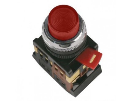 Кнопка ABLFP-22 d22мм с подсветкой/неон 240В 1з+1р красная ИЭК