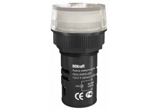 Лампа комм. ADDS ?22 мм Цвет:БЕЛЫЙ LED 220В ЛK-22 DEKraft