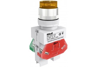Выкл. кноп. ABLFP ?22 мм Цвет:ЖЕЛТЫЙ LED 220В ВK-22 DEKraft