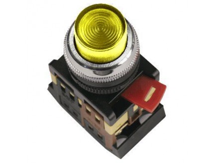 Кнопка ABLFP-22 d22мм с подсветкой/неон 240В 1з+1р желтая ИЭК