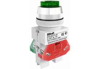 Выкл. кноп. ABLFP ?30 мм Цвет:ЗЕЛЕНЫЙ LED 220В ВK-30 DEKra