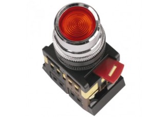 Кнопка ABLFS-22 d22мм с подсветкой/неон 240В 1з+1р красная ИЭК