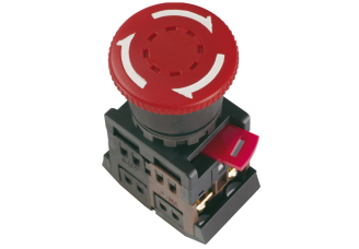 Кнопка AE-22 Грибок с фиксацией, без подсветки d22мм 240В 1з+1р красный ИЭК