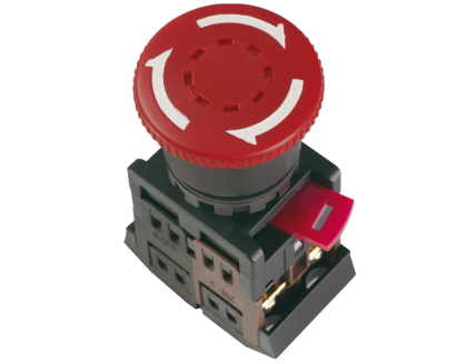 Кнопка AE-22 Грибок с фиксацией, без подсветки d22мм 240В 1з+1р красный ИЭК