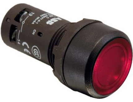 Кнопка с подсветкой CP2-12R-10 красная 110-130В AC/DC с плоской клавишей с фиксацией 1НО