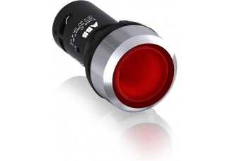 Кнопка с подсветкой CP1-31R-10 красная 24В AC/DC с плоской клавишей без фиксации 1НО, металл.кольцо