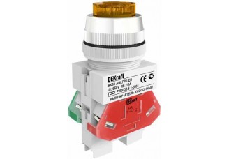 Выкл. кноп. ABLFP ?30 мм Цвет:ЖЕЛТЫЙ LED 220В ВK-30 DEKraft