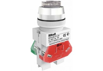 Выкл. кноп. ABLFP ?30 мм Цвет:БЕЛЫЙ LED 220В ВK-30 DEKraft