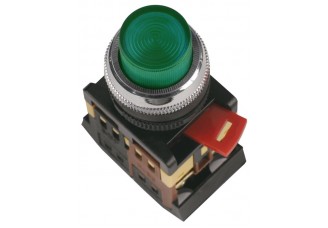 Кнопка ABLFP-22 d22мм с подсветкой/неон 240В 1з+1р зеленая ИЭК
