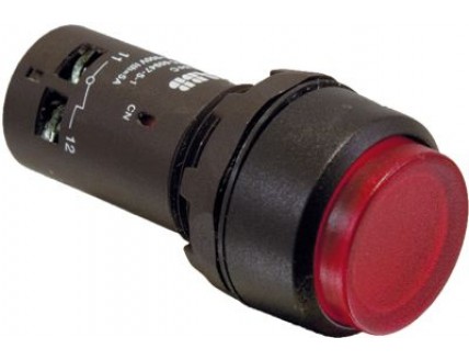 Кнопка с подсветкой CP3-12R-10 красная 110-130В AC/DC с выступающей клавишей без фиксации 1НО