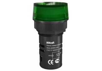 Лампа комм. ADDS ?22 мм LED зел. 24В AC/DC ЛK-22 DEKraft