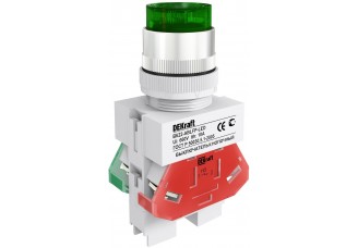 Выкл. кноп. ABLFP ?22 мм Цвет:ЗЕЛЕНЫЙ LED 220В ВK-22 DEKra