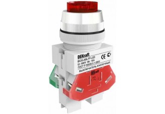 Выкл. кноп. ABLFP ?30 мм Цвет:КРАСНЫЙ LED 220В ВK-30 DEKra