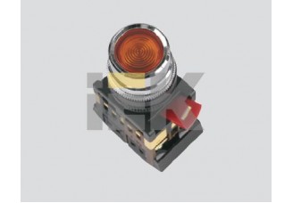 Кнопка ABLF-22 d22мм с подсветкой/неон 240В 1з+1р прозрачная ИЭК