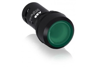 Кнопка с подсветкой CP1-13G-10 зеленая 220В AC/DC с плоской клавишей без фиксации 1НО