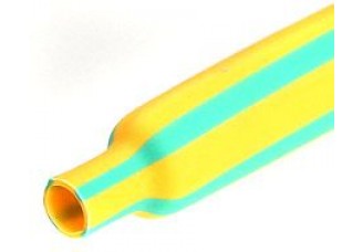 Трубка термоусаживаемая - 6 мм жёлто-зеленая до 1кВ не поддерживает горения (бухта 100м) КВТ