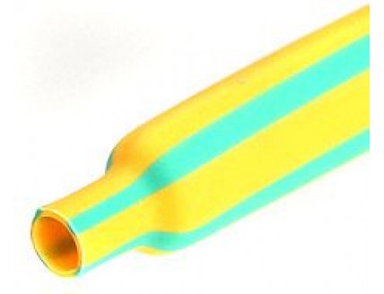Трубка термоусаживаемая - 6 мм жёлто-зеленая до 1кВ не поддерживает горения (бухта 100м) КВТ