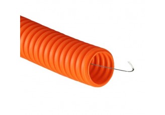 Труба ПНД с протяжкой гибкая легкая 16 мм оранжевая ДКС