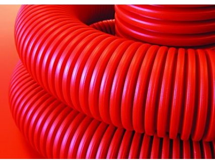 Труба гибкая двустенная для кабельной канализации д.110мм, цвет красный, в бухте 100м., с протяжкой