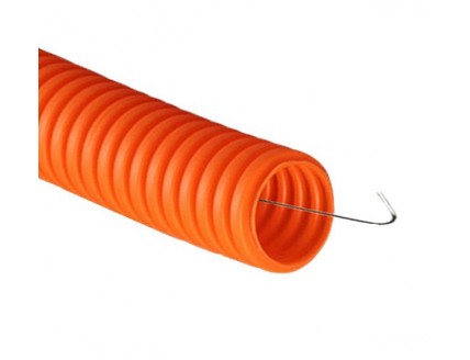Труба ПНД с протяжкой гибкая легкая 20 мм оранжевая ДКС
