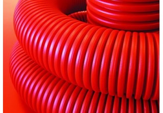 Труба гибкая двустенная для кабельной канализации д.110мм, цвет красный, в бухте 50м., без протяжки