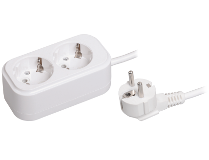 Удлинитель 2 места 1,5м 2P+E белый 16А (ПВС 3х1,0) Classic ИЭК