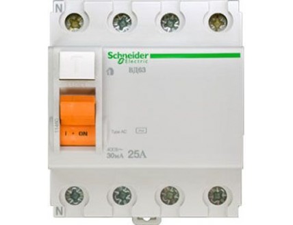 Устройство защитного отключения 4-пол. 25А 30мА тип АС Domovoy Schneider Electric
