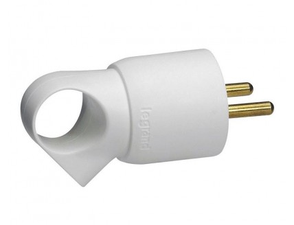 Вилка 2P+Е прямая 16А белая с кольцом Legrand