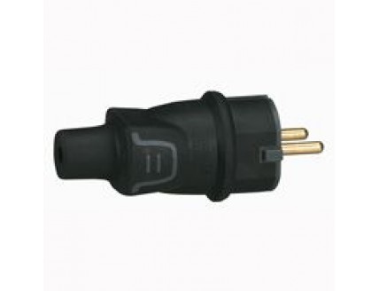 Вилка 2P+Е прямая резиновая 16А IP44 черная Legrand