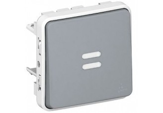 Переключатель 1-кл. с подсветкой серый 10А, 250В IP 55 Plexo 55