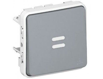 Переключатель 1-кл. с подсветкой серый 10А, 250В IP 55 Plexo 55
