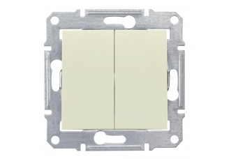 Переключатель 2 клавиши 10А/250В бежевый Sedna