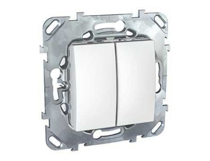 Переключатель Unica двуклавишный 10А/250В белый
