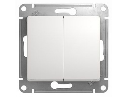 Переключатель 2 клавиши 10А/250В белый Glossa