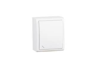 Переключатель одноклавишный открытой установки Simon 15 Aqua IP54 белый 10А/250В