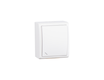 Переключатель одноклавишный открытой установки Simon 15 Aqua IP54 белый 10А/250В