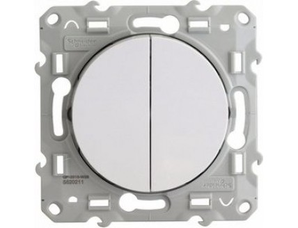 Переключатель Odace двуклавишный 10А/250В белый
