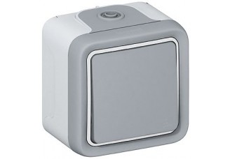 Переключатель одноклавишный открытой установки Plexo 55 10А 250В серый IP 55