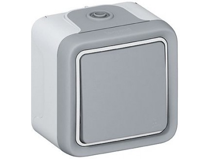 Переключатель одноклавишный открытой установки Plexo 55 10А 250В серый IP 55