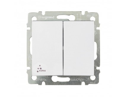 Переключатель Valena двуклавишный 10А /250В IP44 белый