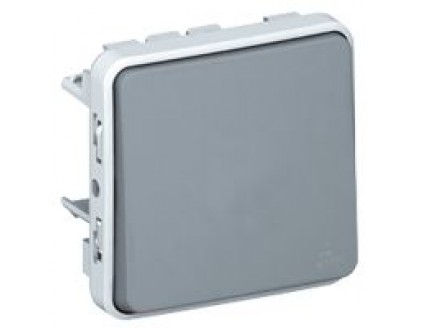 Переключатель одноклавишный Plexo 55 10А 250В серый IP 55
