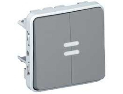 Переключатель 2-кл. с подсветкой 10А, 250В серый IP 55 Plexo 55