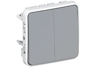Переключатель двуклавишный Plexo 55 10А 250В серый IP 55