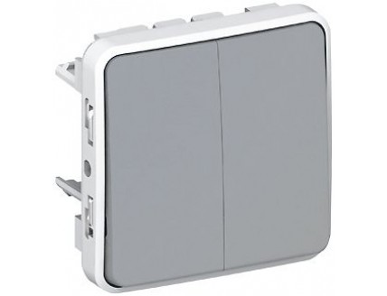 Переключатель двуклавишный Plexo 55 10А 250В серый IP 55